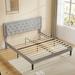 Simple Platform Bed Frame Full/ Queen/ King Size Grey Bed Frame with Adjustable Headboard for Bedroom, No Box Spring Needed