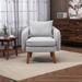 Modern Accent Chair Grey Boucle Fabric Barrel Chair Wood Frame Armchair Living Room Lounge Chair with Removable Seat Cushion