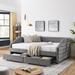 Twin/ Full/ Queen Size Daybed Frame Linen Fabric Upholstered Tufted Sofa Bed Frame with Two Storage Drawers for Bedroom