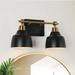 LNC 2-Light Black and Gold Round Modern/Contemporary Bathroom Vanity Lighting Fixutre 14.5 Lx8.5 Hx7 D