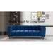 3 Seater Streamlined Couch, Deep Seat Blue Velvet Sofa, Channel Tufted Upholstered Sofa with Round Arms and Metal Legs