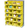50 x 35 x 15 in. Singled Sided Louvered Bin Rack with 24 Yellow Premium Stacking Bins Gray