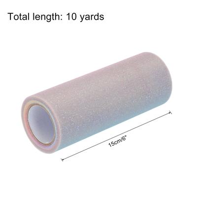 6 Inch Rainbow Glitter Tulle Ribbon Rolls Net Fabric 10 Yards