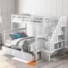 White Twin-Over-Full Bunk Bed with Stairway, Drawer, Storage and Guard Rail