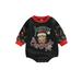 IZhansean Newborn Baby Girl Boy Christmas Romper Cartoon Print Long Sleeve Jumpsuit Bodysuit Clothes Black Santa 12-18 Months