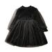HIBRO Floral Shirt Toddler Girl Toddler Kids Baby Girls Knitted Mesh Party Princess Dress Ribbed Tulle Dresses Outfits Clothes