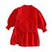 Wiueurtly Juniors Tops for Teen Girls Toddler Girls Long Sleeve Sweet Bow Sweater Two Piece Set Fashion Preppy Princess Knit Two Dresses Outfits