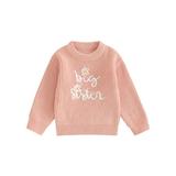 Baby Girl Big Sister Embroidery Sweater Toddler Crew Neck Long Sleeve Pullovers Tops Fall Winter Clothes