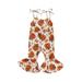 Toddler Baby Girls Halloween Jumpsuit Flower/Pumpkin Printed Sleeveless Tie-up Bell-Bottoms Romper Outfit