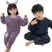 Godderr Kids Baby Girls Boys 2pcs Warm Winter Fleece Pajamas Pj Set 12M-8Y Toddler Infant Fleece Loungewear Fleece Pants 2-Piece Solid Color Full Sleepwear Baby Pullover Winter Warm Home Set