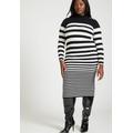 Plus Size Women's Preppy Striped Sweater Dress by ELOQUII in Black White (Size 14/16)