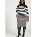 Plus Size Women's Preppy Striped Sweater Dress by ELOQUII in Black White (Size 14/16)