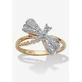 Women's Diamond Accent 18K Gold-Plated Sterling Silver Dragonfly Ring by PalmBeach Jewelry in Gold (Size 6)