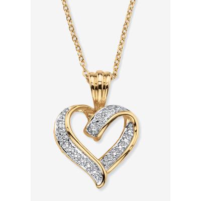 Women's Diamond Accent Pave-Style 18K Gold-Plated Heart Pendant Necklace 18