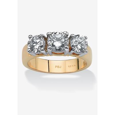 Women's 2.28 Tcw Round Cubic Zirconia Three-Stone Anniversary Ring Gold-Plated by PalmBeach Jewelry in Gold (Size 7)