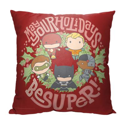 Wb Dc Justice League Super Holidays Printed Throw Pillow by The Northwest in O