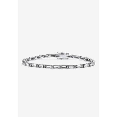 Women's Birthstone Silvertone Tennis Bracelet 7.5" by PalmBeach Jewelry in April