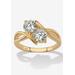 Women's 1.96 Cttw Cubic Zirconia 14K Gold-Plated Sterling Silver 2-Stone Bypass Ring by PalmBeach Jewelry in Gold (Size 8)