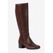 Extra Wide Width Women's Mix Wide Calf Boot by Ros Hommerson in Brown Leather Suede (Size 9 1/2 WW)