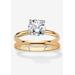 Women's 2 Cttw. Cubic Zirconia 18K Gold-Plated 2-Piece Solitaire Wedding Ring Set by PalmBeach Jewelry in Gold (Size 6)