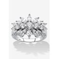 Women's 2.67 Cttw. Sterling Silver Marquise-Cut Cubic Zirconia Starburst Cluster Ring by PalmBeach Jewelry in Silver (Size 8)