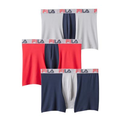 Men's Big & Tall Fila® 3-Pack Brushed Jersey No-Fly Boxer Brief by FILA in Grey Multi (Size 2XL)