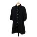 La Petite Etoile Casual Dress - Shirtdress Collared 3/4 sleeves: Black Print Dresses - Women's Size 1