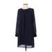 H&M Casual Dress - Mini Crew Neck Long sleeves: Blue Print Dresses - Women's Size 8