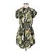 J for Justify Casual Dress - Mini Mock Short sleeves: Green Print Dresses - Women's Size Medium