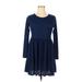 Brave Soul Casual Dress - Mini: Blue Solid Dresses - Women's Size 16