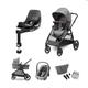 Maxi-Cosi Zelia S Trio Kinderwagen 3in1 Set, FamilyFix 360 drehbare Basisstation Bundle - Kinderwagen Travel System inkl. CabrioFix S i-Size Autositz, 0-4 Jahre, bis 22 kg, Grau + FamilyFix 360, Black