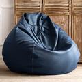 SXBCyan Big Luxury Sofa Pouf Cover Faux Leather Pear Bean Bag Pouf Cover Waterproof Lazy Bean Bag Chair No Filler Outdoor Beanbag Couch Puff (Color : Navy, Size : D80cm-empty cover)