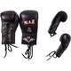 MAR | Black Genuine Leather Boxing Gloves, Professional Kickboxing Muay Thai Gloves Heavy Training Boxing Gloves, Womens Boxing Gloves Kids Boxing Gloves for Men Women & Children 10oz