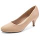 Greatonu Womens Round Toe Court Shoes Kitten Heel Shoes Low Heels for Women Pumps Shoes Closed Toe Office Dress Shoes Wedding Heels Nude PU Size 4