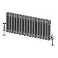 Utopia Horizontal Radiator Traditional 2 Panel Column Central Heating Living Room Hallway Bathroom Kitchen Radiator 300 x 1010mm - Grey