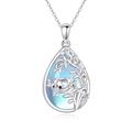 VONALA Koala Necklace for Women 925 Sterling Silver Kaola Bear Mama and Baby Moonstone Pendant Necklace Kaola Jewelry Gifts for Women Girls