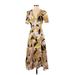 Slate & Willow Casual Dress - Midi: Yellow Print Dresses - Women's Size X-Small