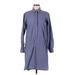Gap Casual Dress - DropWaist Collared 3/4 sleeves: Blue Print Dresses - Women's Size Medium