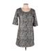 Collective Concepts Casual Dress - Shift: Gray Acid Wash Print Dresses - Women's Size Large