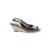 Cole Haan Wedges: Silver Print Shoes - Women's Size 6 1/2 - Peep Toe