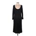 Matty M Casual Dress - Midi Scoop Neck 3/4 sleeves: Black Print Dresses - Women's Size Large
