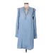 Cloth & Stone Casual Dress - Shift V Neck Long sleeves: Blue Solid Dresses - Women's Size Medium