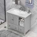 Red Barrel Studio® Stauton Freestanding Bathroom Cabinet Manufactured Wood in Gray | 32.13 H x 36 W x 18.03 D in | Wayfair