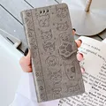Étui portefeuille en cuir antichoc pour téléphone Xiaomi chat chien livre Redmi Note 12 10 11