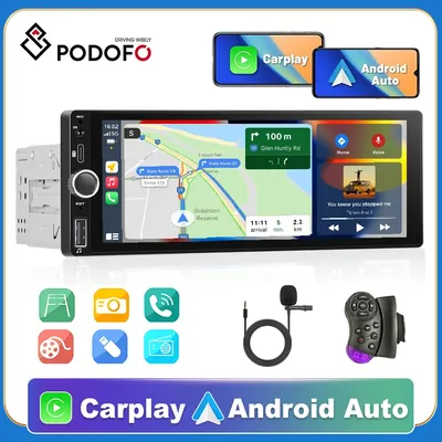 PodoNuremberg-Lecteur MP5 de voiture universel sans fil Carplay Auto Moniteur à écran tactile HD