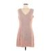 ABS Evening by Allen Schwartz Casual Dress - A-Line V-Neck Sleeveless: Pink Print Dresses - Women's Size 6