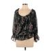 ee:some Long Sleeve Blouse: Black Floral Tops - Women's Size Large