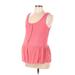 Motherhood Tank Top Pink Print Scoop Neck Tops - Women's Size Large Maternity