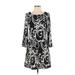 White House Black Market Casual Dress - Sheath Scoop Neck 3/4 sleeves: Black Paisley Dresses - Women's Size Small - Paisley Wash