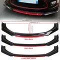 Kit corpo vettura labbro paraurti anteriore universale per auto diffusore splitter spoiler 4 pezzi rosso bianco fibra di carbonio canard splitter plastica ABS
